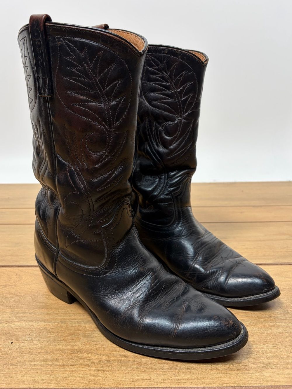 RED WING Dark Brown/Black Vintage 9801-1 Pecos Leather Western Pull On Boots